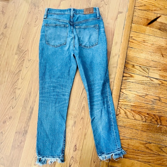 Madewell Blue Straight Leg Jeans with raw Hem - Picture 6 of 7